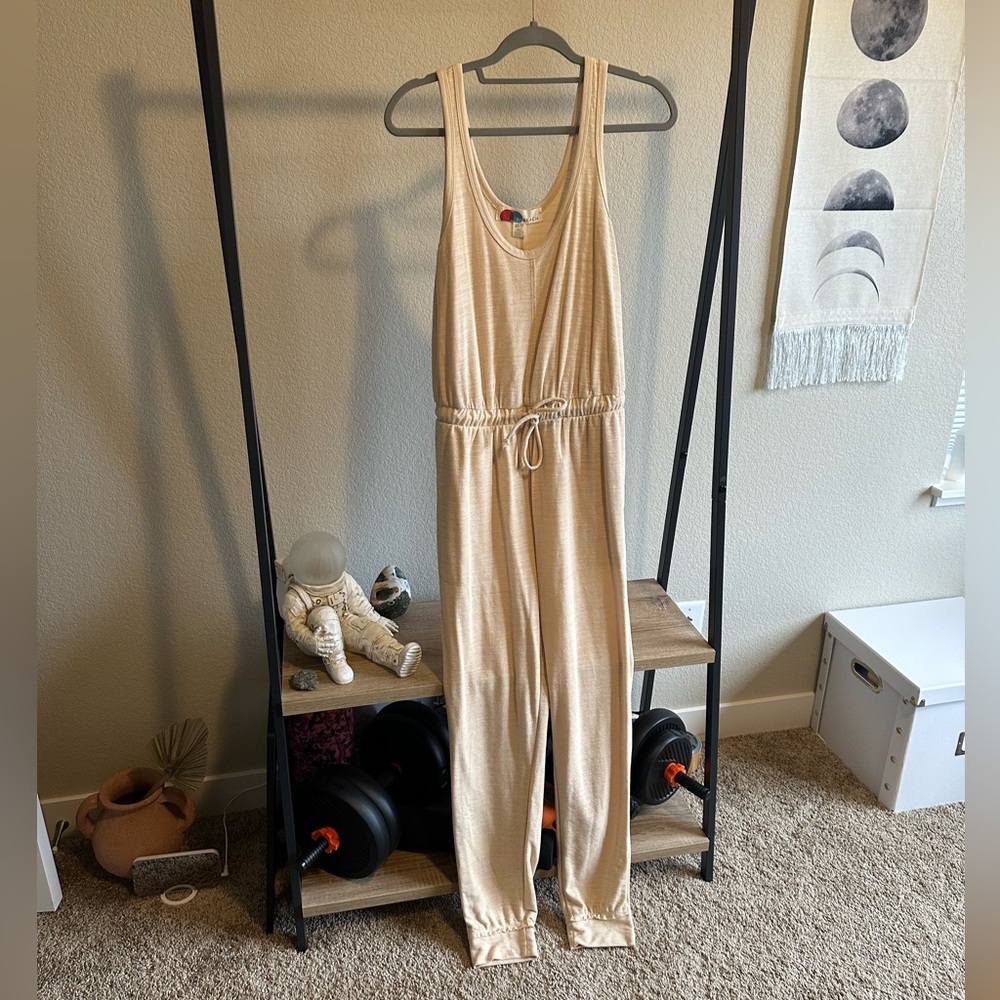 FP Movement by Free People Cream Sleeveless Drawstring Jumpsuit - Picture 6 of 13